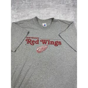 Detroit Red Wings Shirt Mens Large Gray Spell Out Vtg NHL Bulletin Single Stitch
